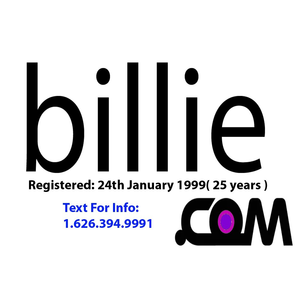 High Traffic Domain Name For Sale Billie.com text 16263949991