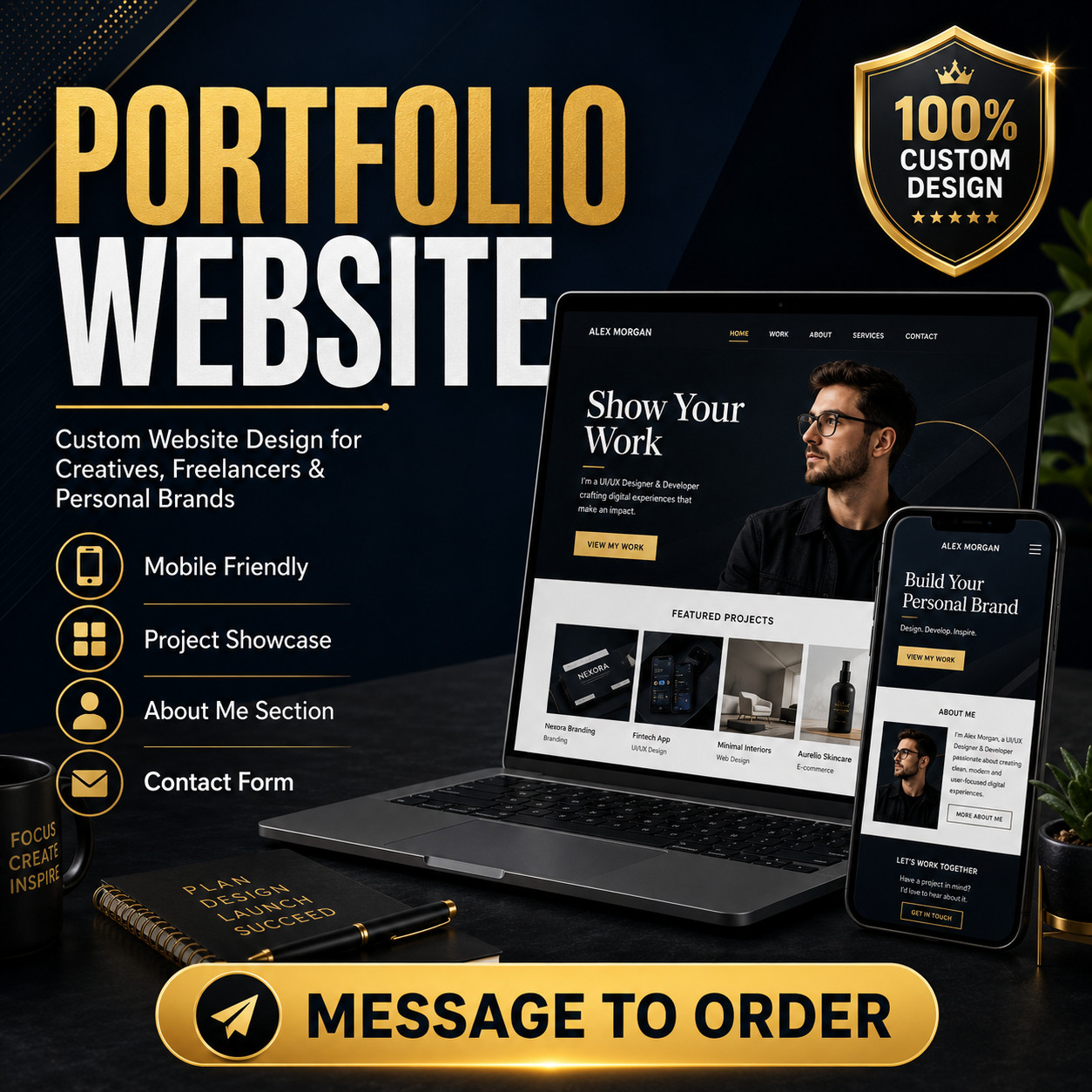 Custom Portfolio Website Design | Personal Brand Freelancer Website Service