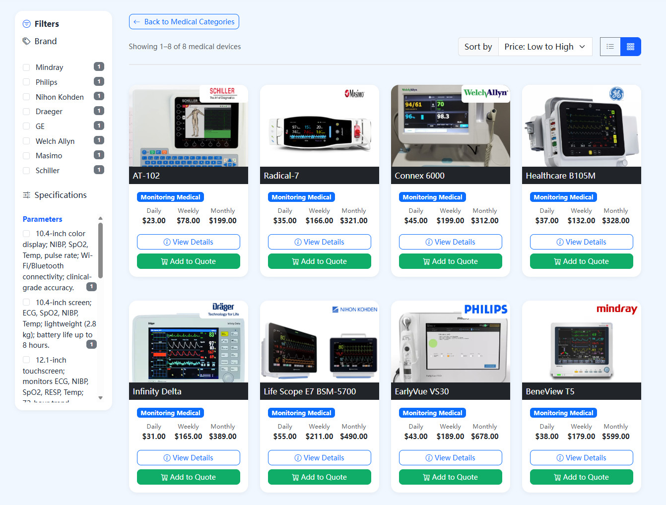 Med Equipment Rental Website Free hosting / Free Installation Setup