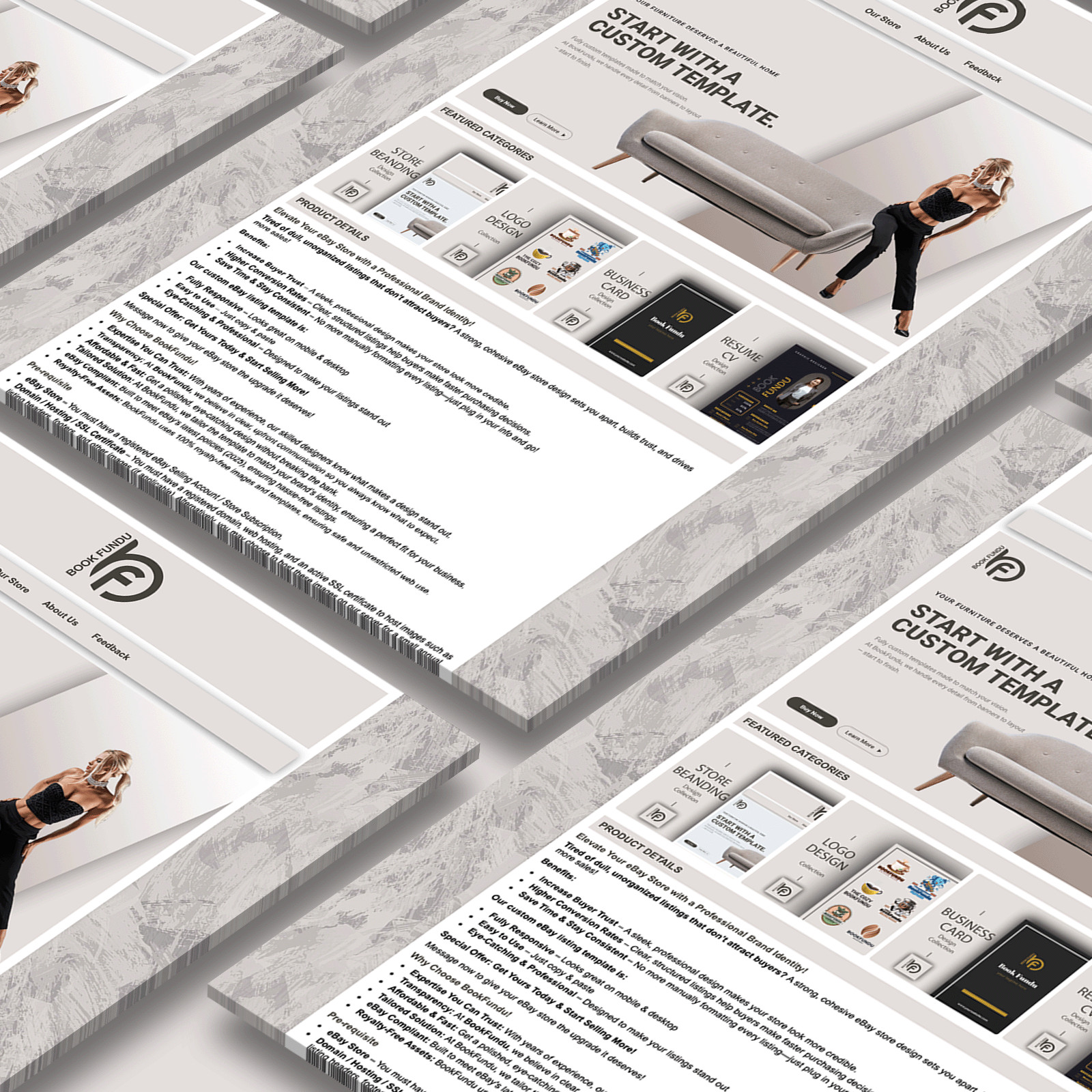 Minimal eBay Store Design & Listing Auction Template – Mobile & Tablet Optimized