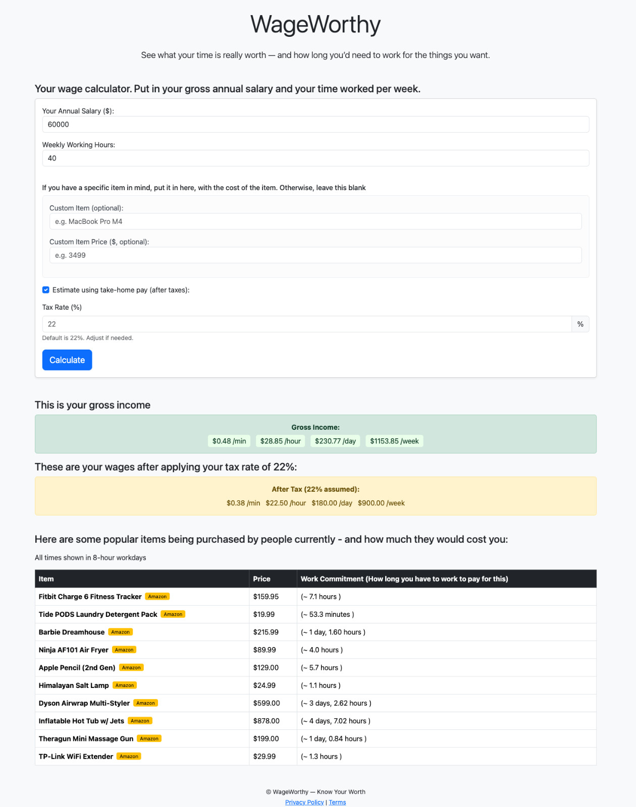 WageWorthy.com – Domain name and Complete custom web application