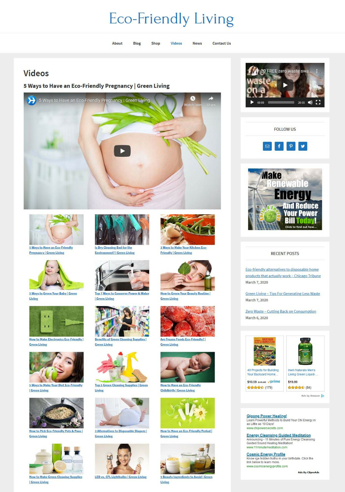 * Eco-Friendly Green Living Website * affiliate product blog AUTO POSTS