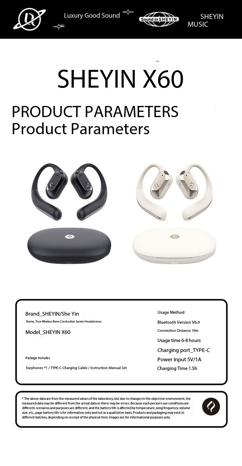 SHEYIN X60 bone conduction Bluetooth headset, hanging ear style