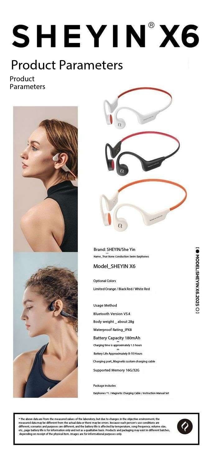 SHEYIN X6Pro Bone Conduction Bluetooth Headphones with Ultra Long Battery Life