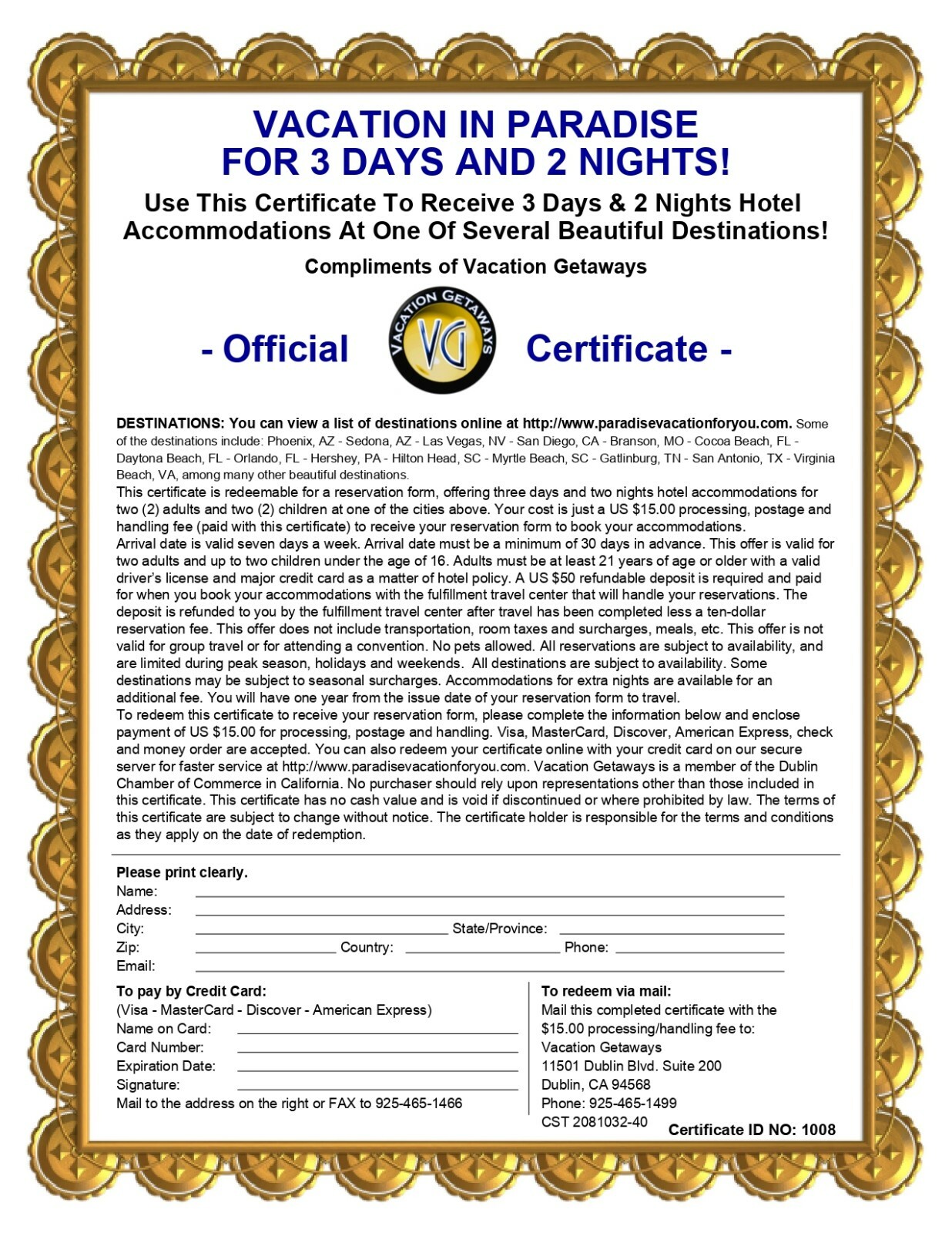 Profitable Home Business Opportunity Selling Vacation & Restaurant Certificates