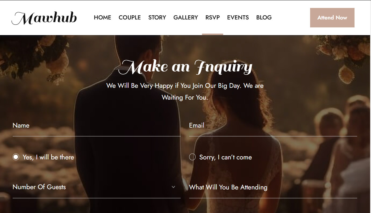 Rustic Wedding Invite / RSVP Website – Ready to Run + 1-Year Domain and Hosting