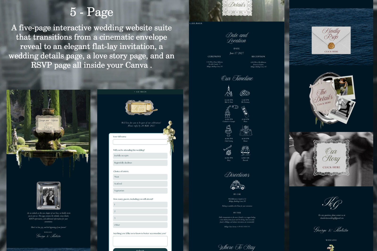 Wedding Website template | Rsvp invite | custom wedding site fully editable