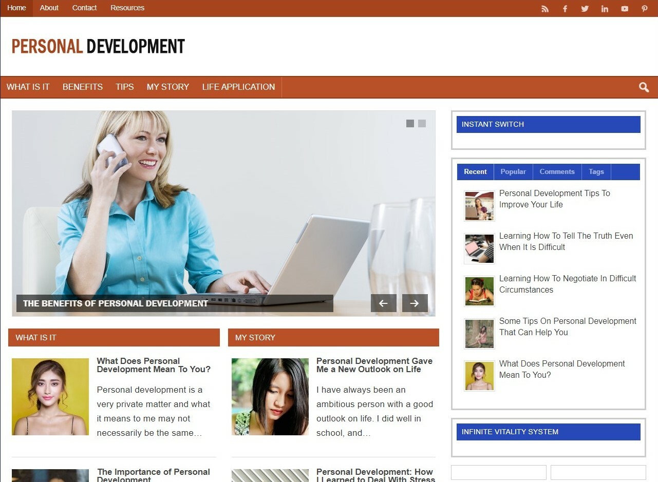 Profitable Personal Growth Niche Site – Pre Made Affiliate Website Multi-Income