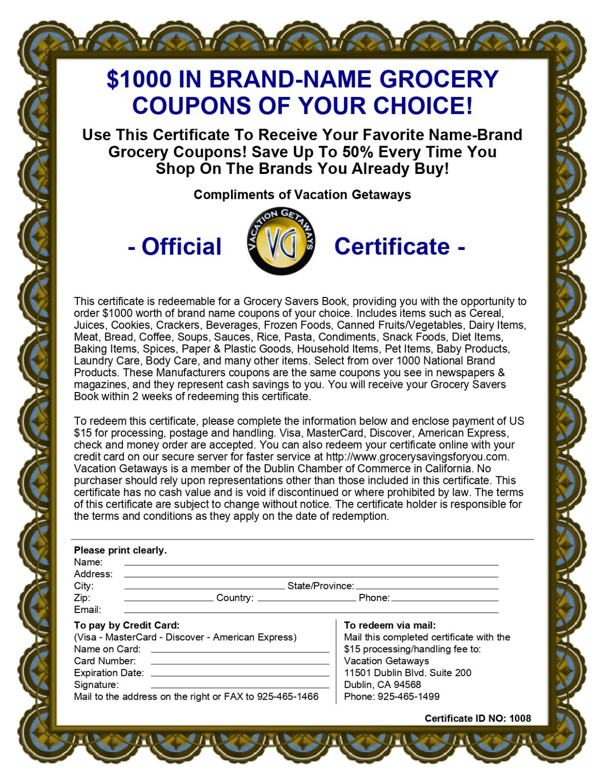 Profitable Home Business Opportunity Selling Vacation & Restaurant Certificates