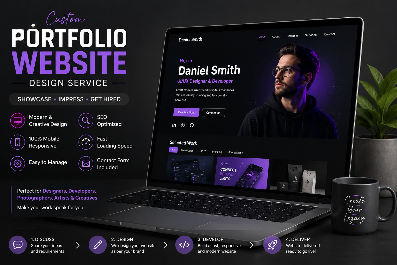 Custom Portfolio Website Design | Personal Brand Freelancer Website Service