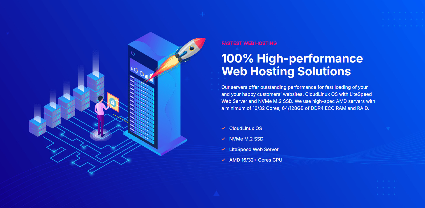 Reseller Hosting with CloudLinux & LiteSpeed Super-Fast NVMe M.2 SSD 50 Domains