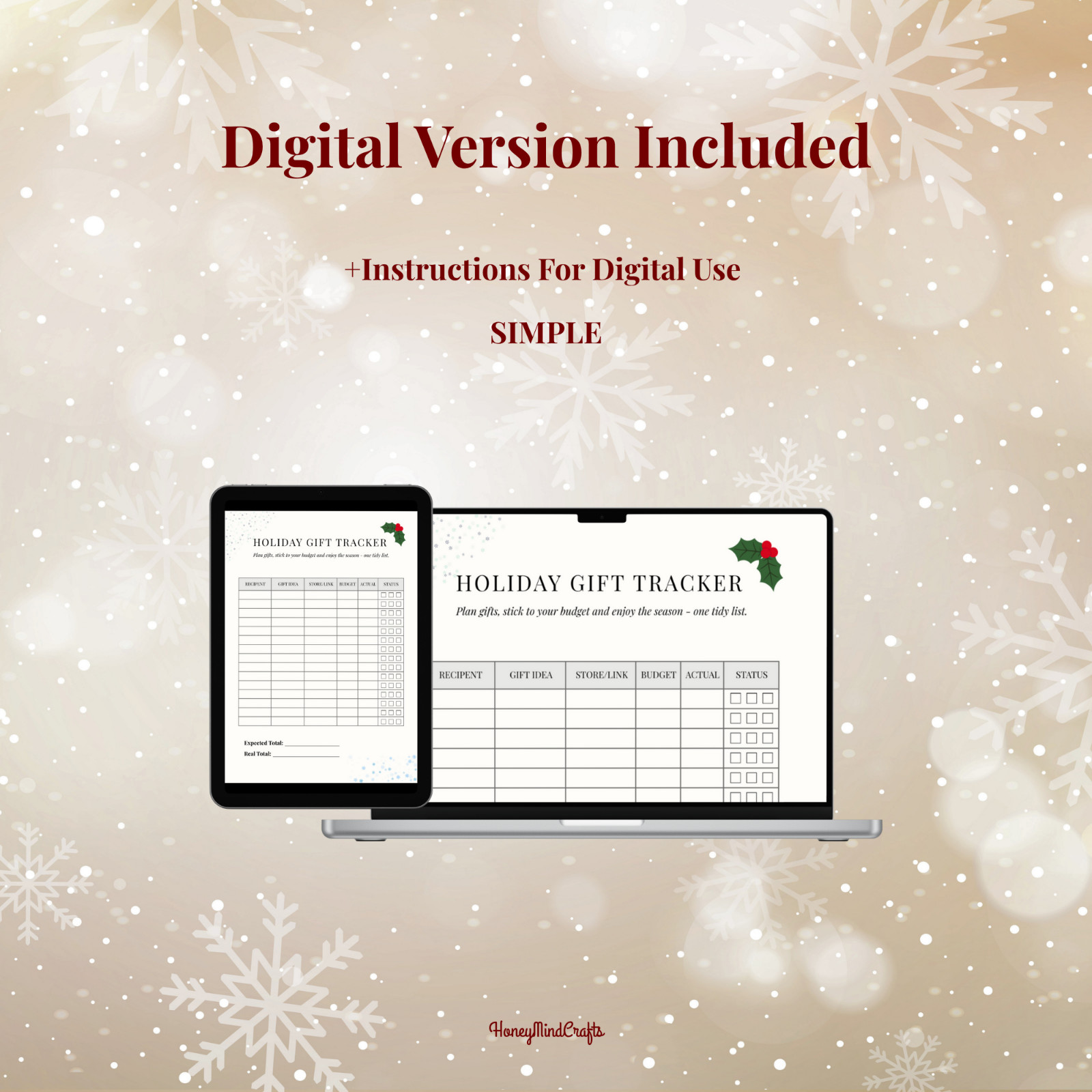 Christmas Gift Tracker Spreadsheet | Christmas Planner Printable List