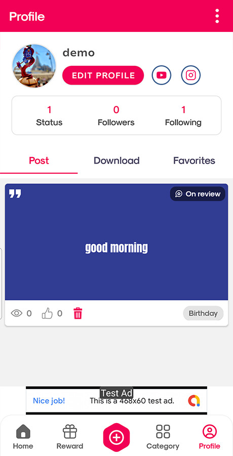 Android Status App + PHP Admin Panel | Video GIF Quotes Image Platform | AdMob