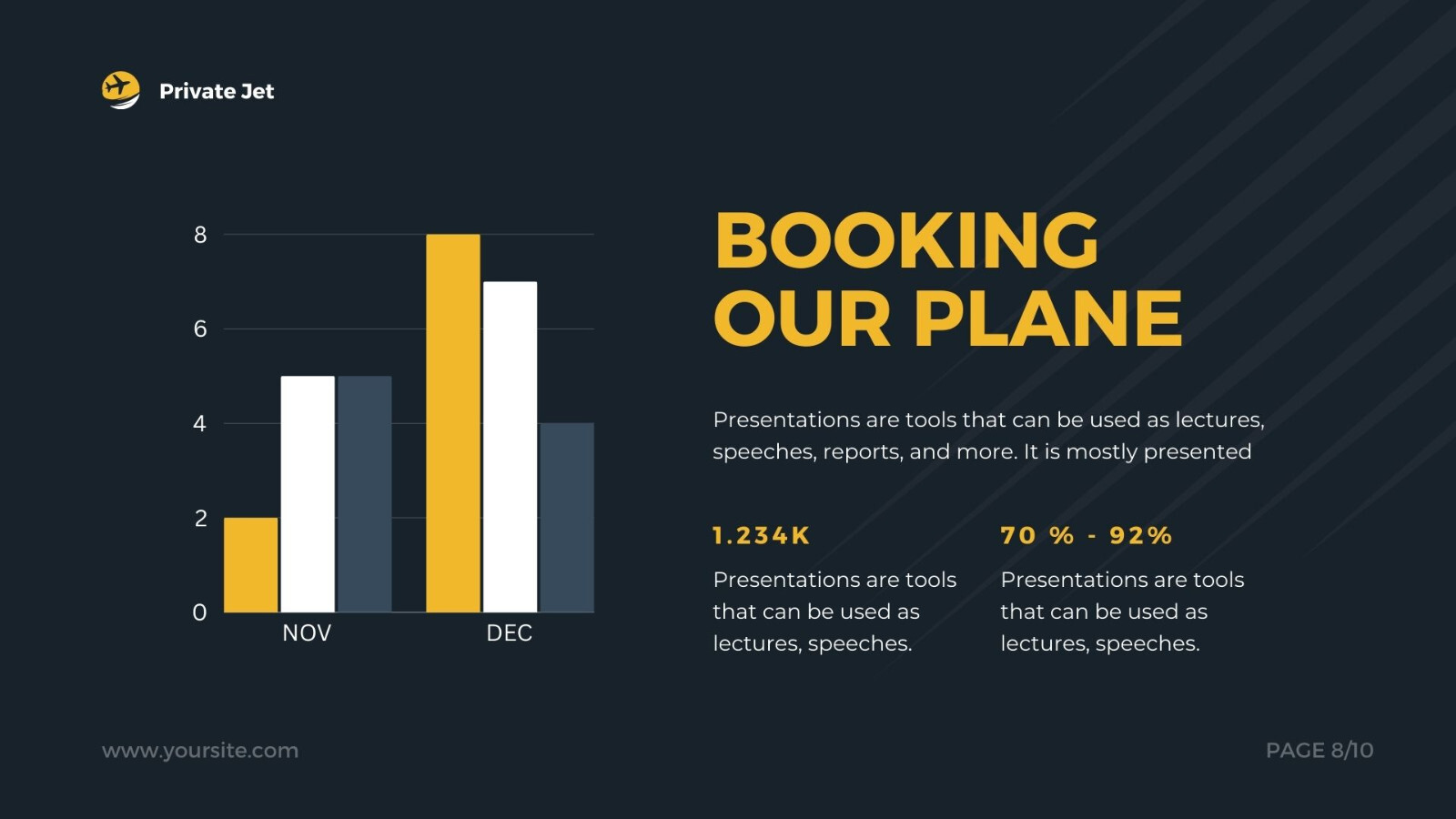 Website Landing Pages For Private Jet Template Flight Ticket Booking