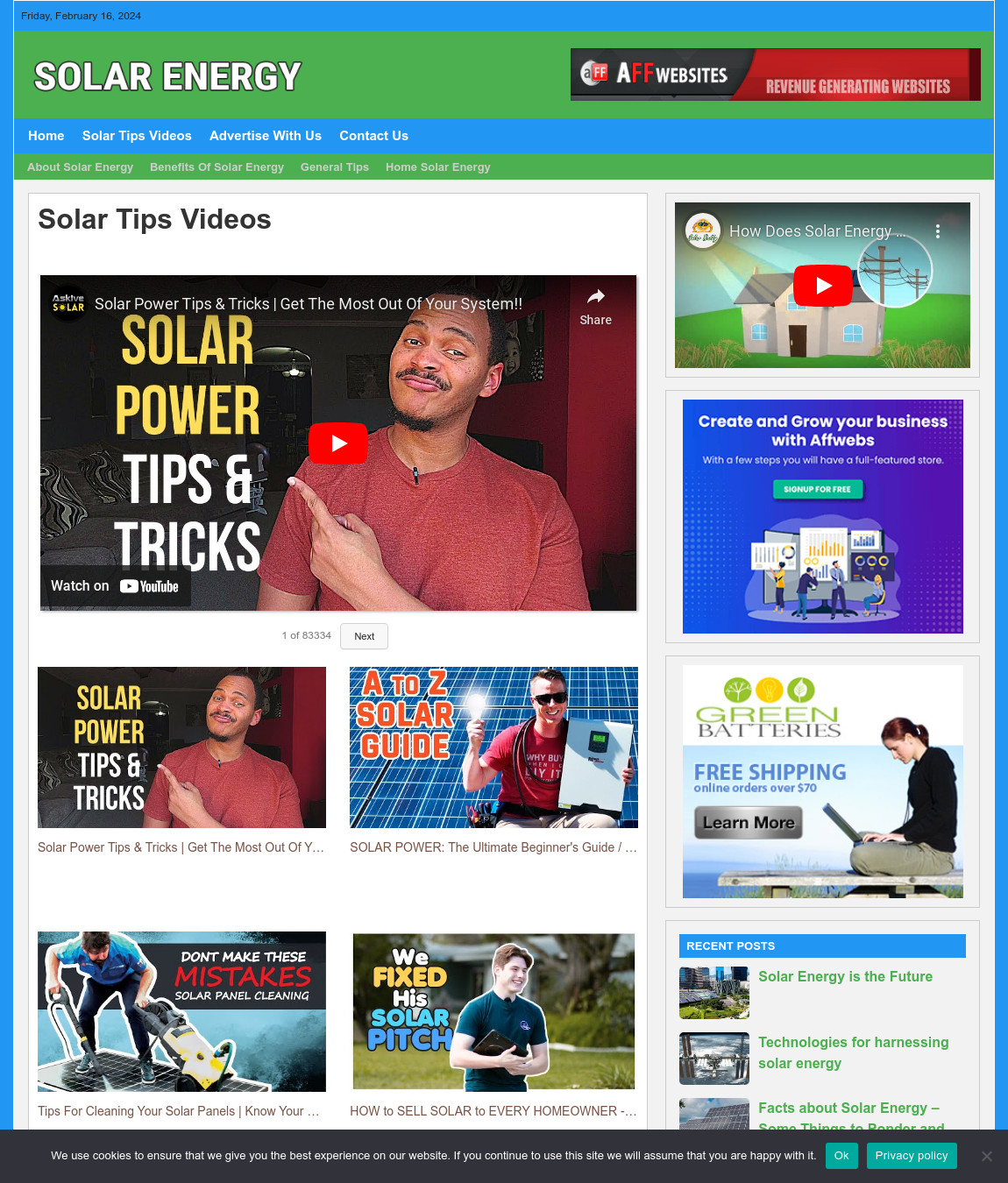 SOLAR ENERGY TIPS Website Business For Sale -Work From Home Business Opportunity