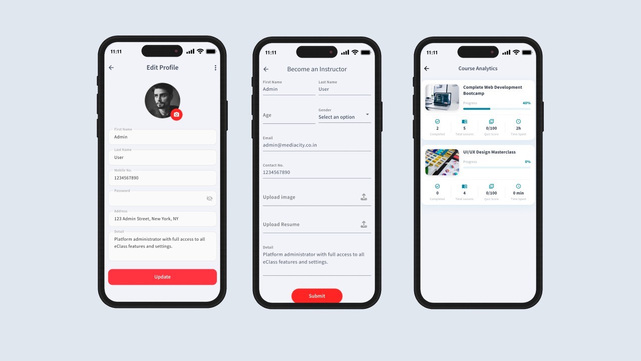 eScholar LMS Flutter Mobile App | Android & iOS | Course Learning Platform