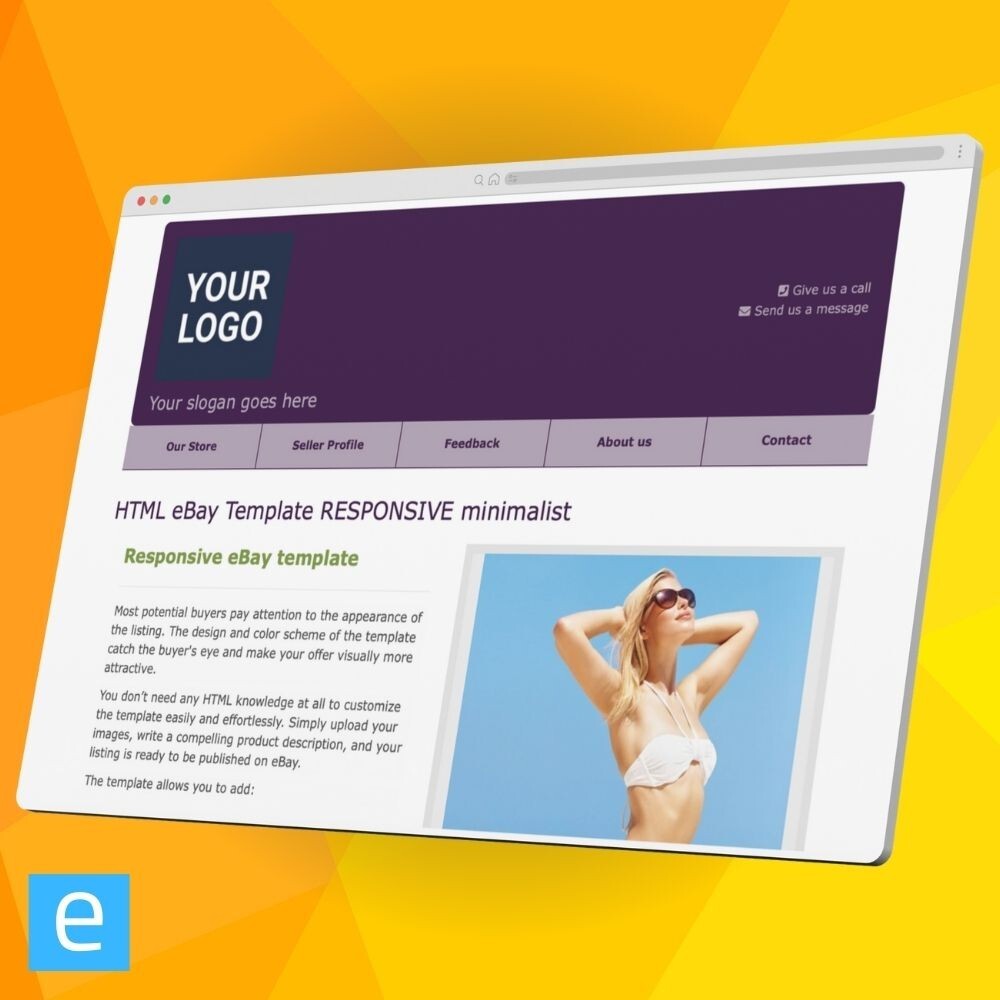 eBay Template RESPONSIVE minimalist – ebay auction template – no html required