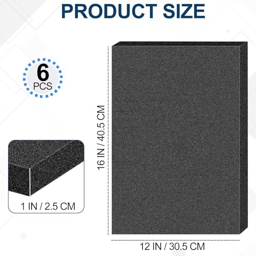 6 Pack Polyurethane Foam Sheets 16x12x1 Inch High Density Packing Cushion Insert