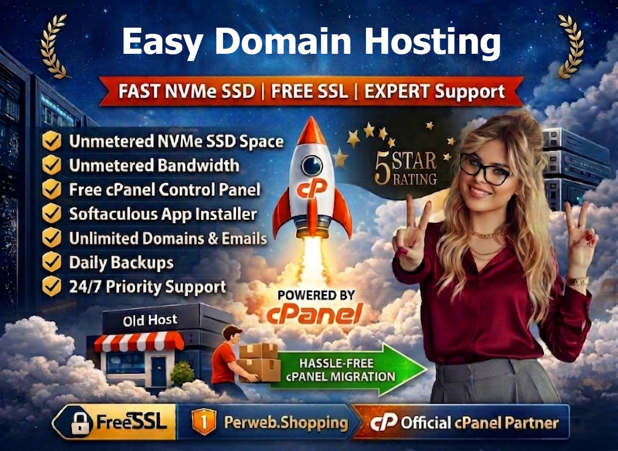 Easy Domain Hosting – ⚡Unlimited SSD, Free SSL, Fast cPanel | Just $14.99/Year!