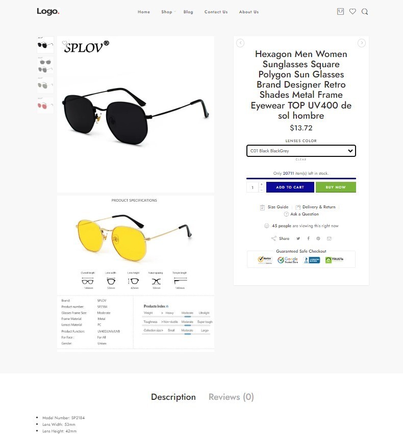 Dropshipping EcommerceAffiliate Business Website, Free Hosting + Sun Glasses
