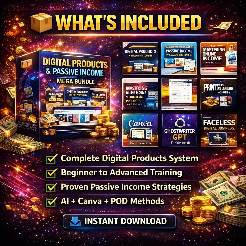 Digital Products Passive Income Bundle, POD Business, Digital Download