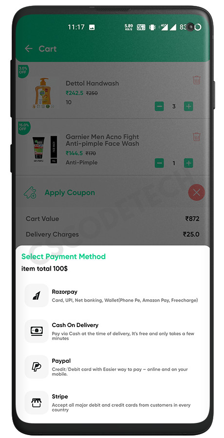 GoServe Multi-Vendor Food, Grocery, Pharmacy Delivery Android App + Admin Panel