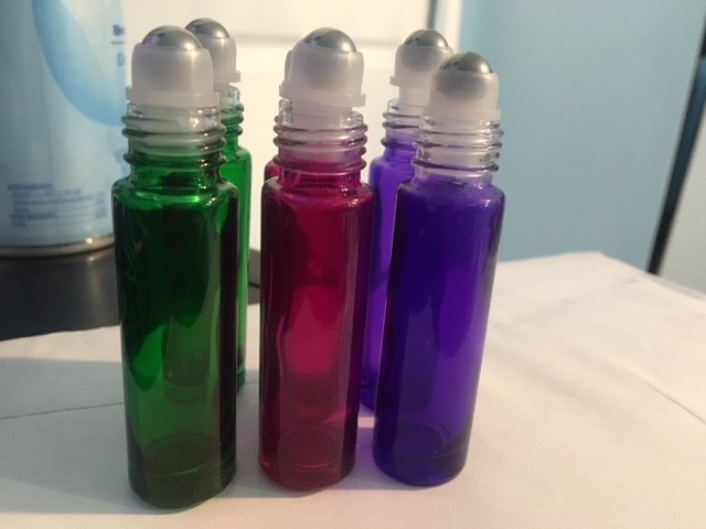 60 colored Stainless Steel Metal Roll on Glass Bottles Roller Ball 10ml