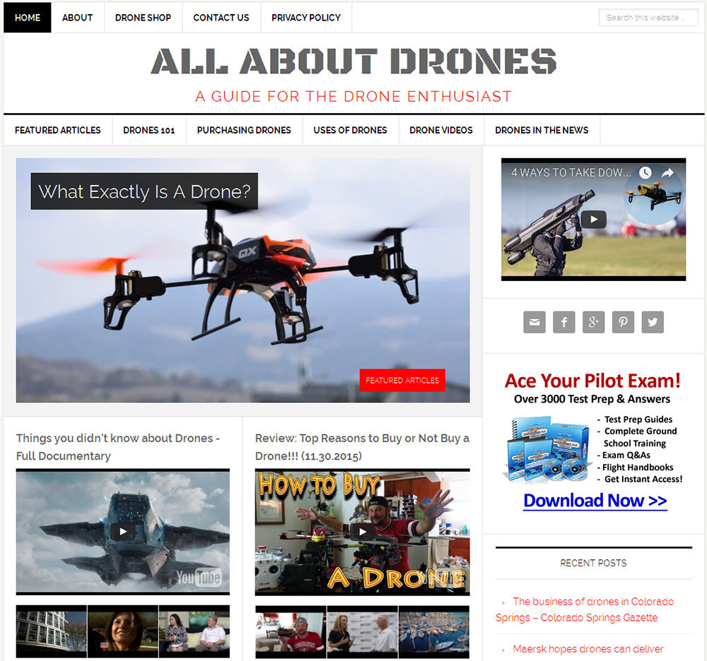 [NEW DESIGN] * DRONES * blog niche website business for sale AUTOMATIC CONTENT!