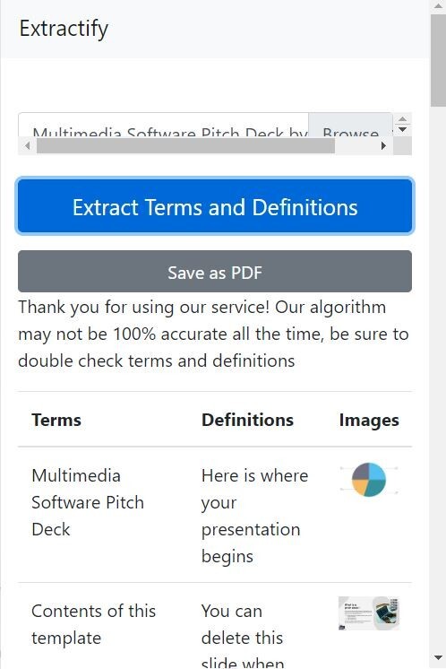 Chrome Extension that extracts text and images from Powerpoint files