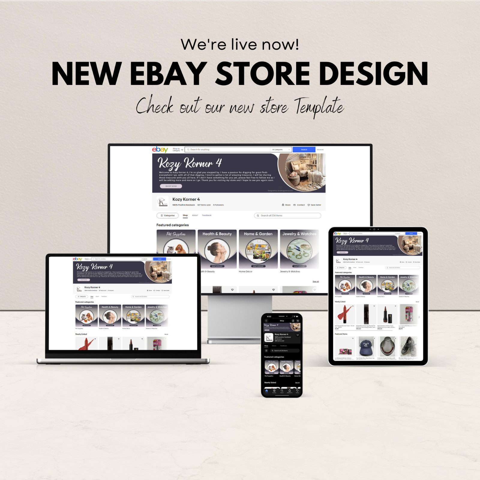 eBay Template, Storefront, HTML listing template 2024 design, LOGO and Video