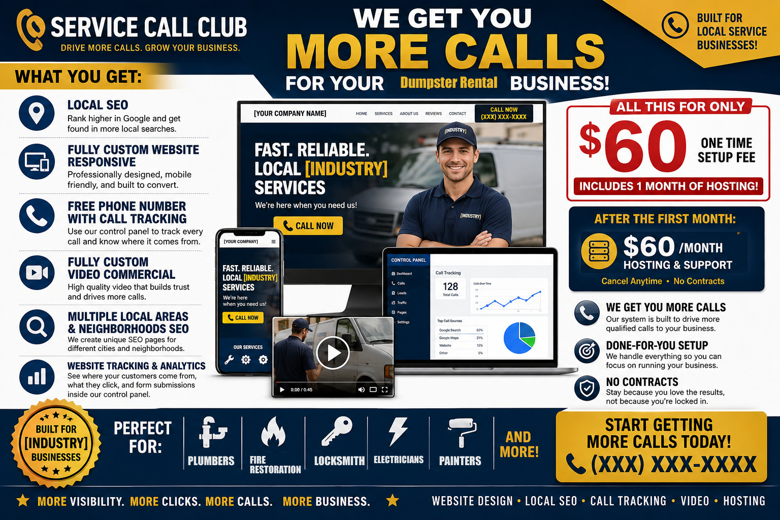 Dumpster Rental Website Design Local SEO Call Tracking | Get More Calls Video
