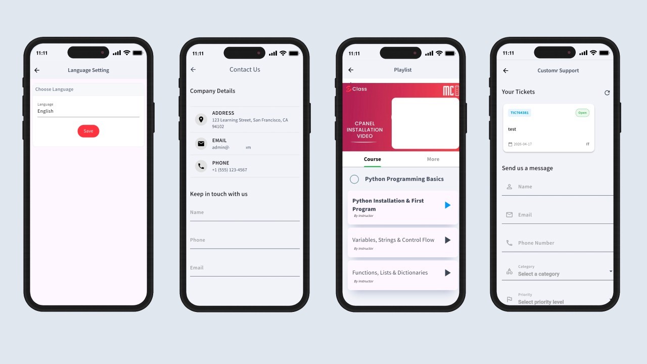 eScholar LMS Flutter Mobile App | Android & iOS | Course Learning Platform