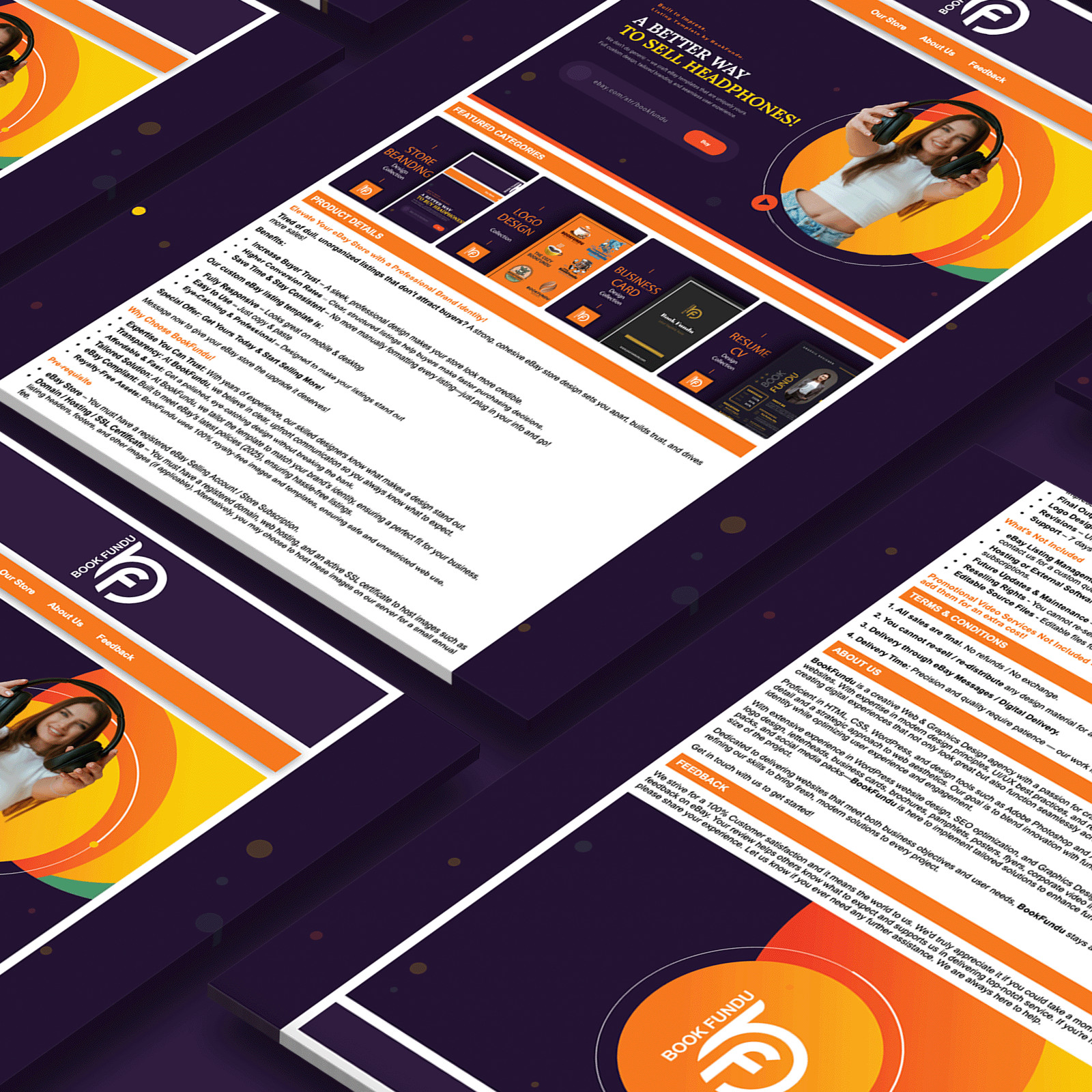 Audio & Headphone eBay Storefront Design + Responsive Auction Listing Template
