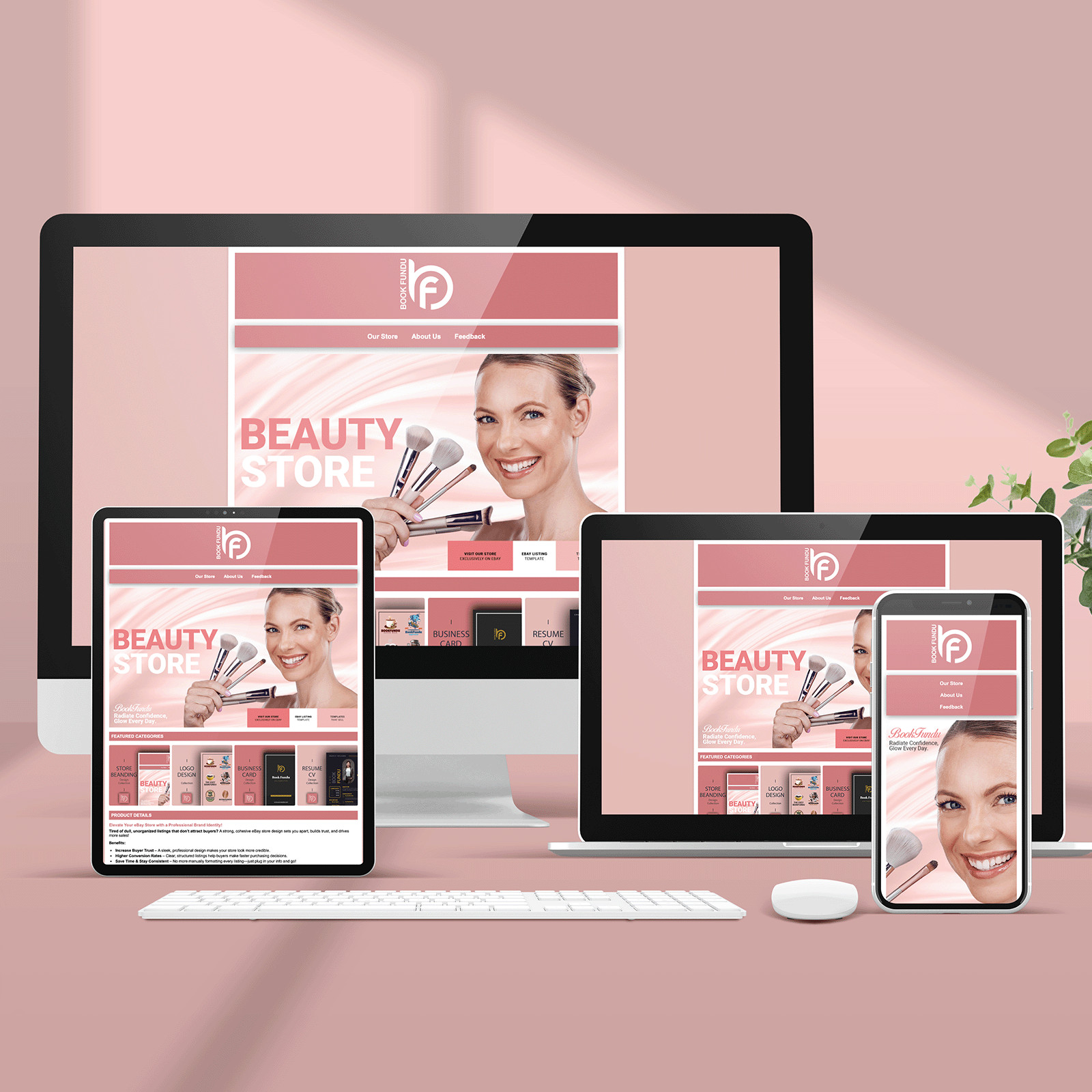Skincare & Beauty Ecommerce Store HTML eBay Listing Template | Soft Theme