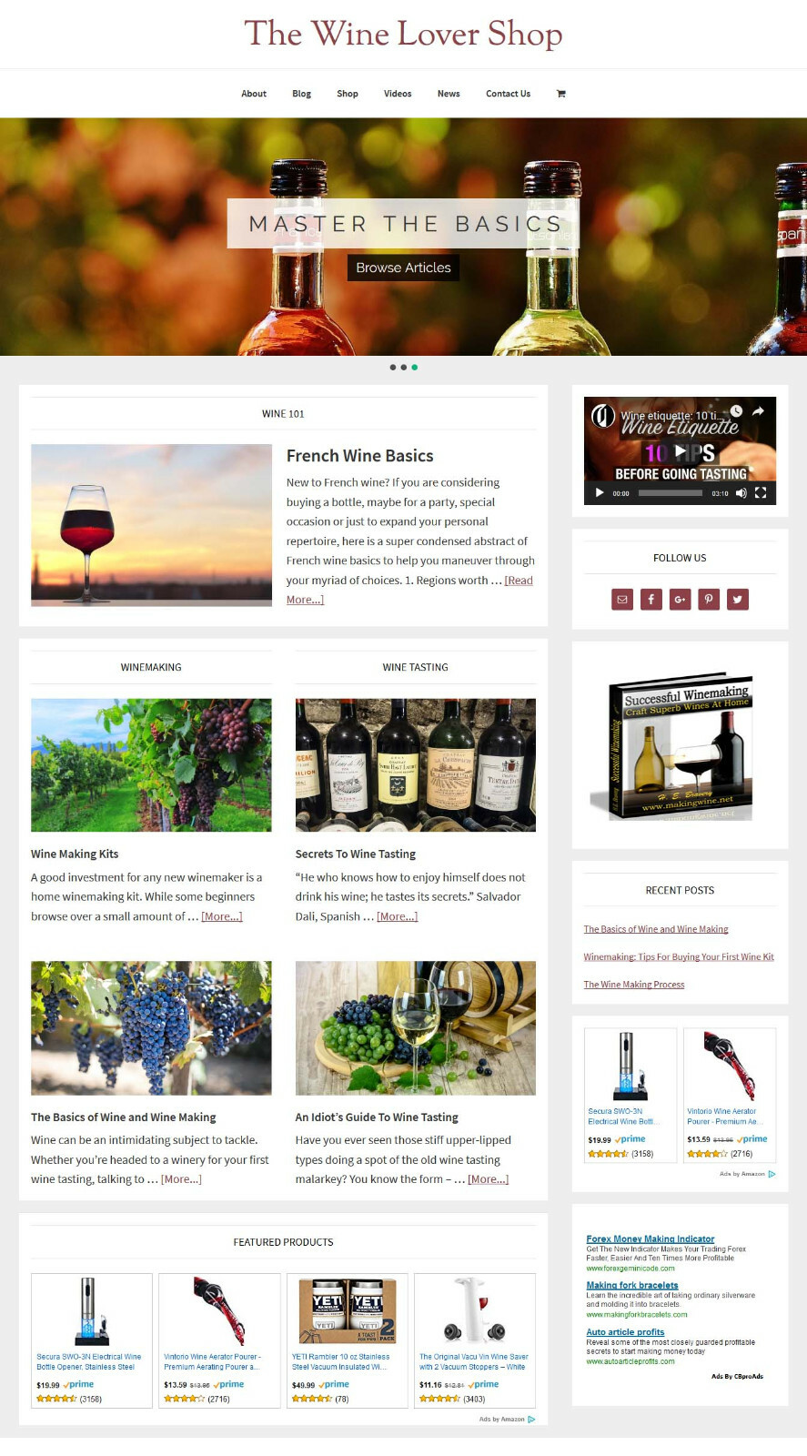 [NEW DESIGN] * WINE LOVER STORE * blog website business for sale AUTO CONTENT