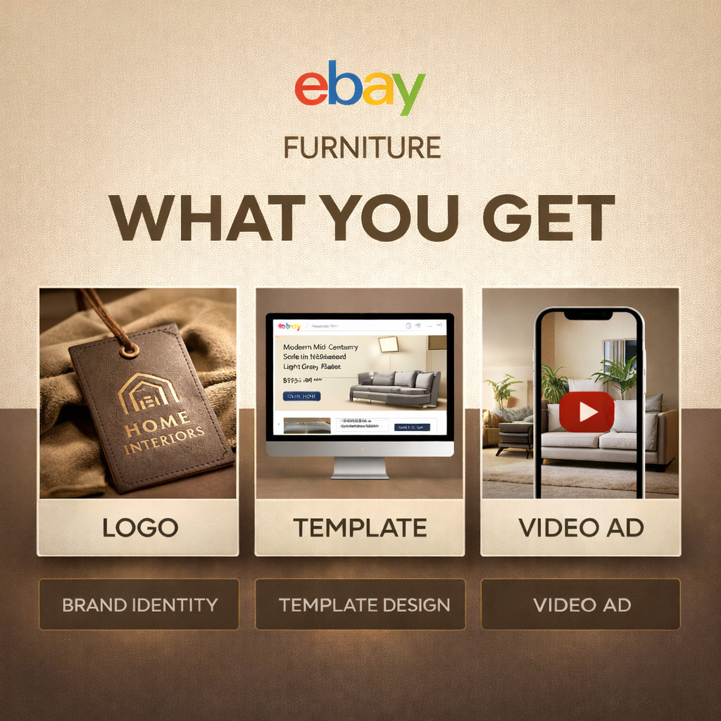 ebay store listing template logo design and 60 sec video Furniture Home interior