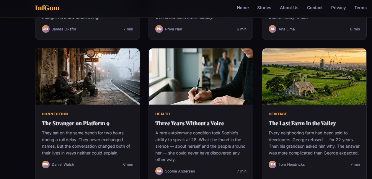 Story Website + Domain infgom.online – Ready Blog with Content Included