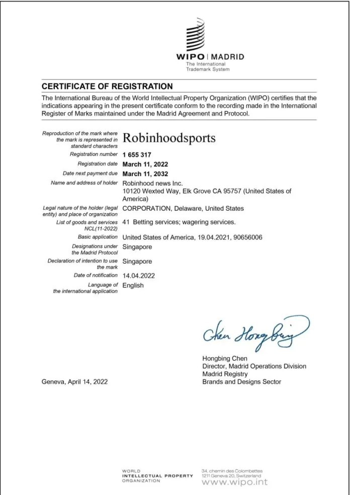 RobinHoodSports.com, RobinHoodNews.com & Trademarks: US,UK,Canada,EU,Philippines