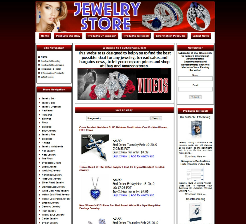 Fully Automated JEWELRY STORE WEBSITE Business for Sale. FREE Domain Name.
