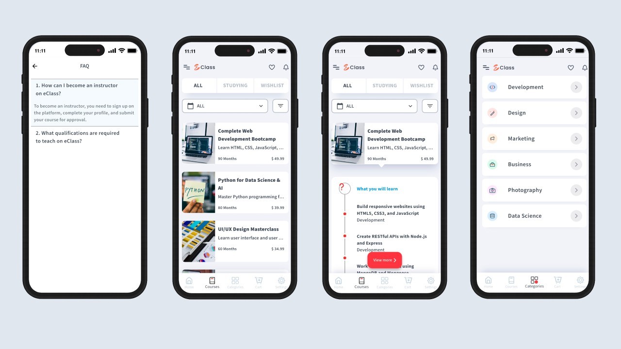 eScholar LMS Flutter Mobile App | Android & iOS | Course Learning Platform