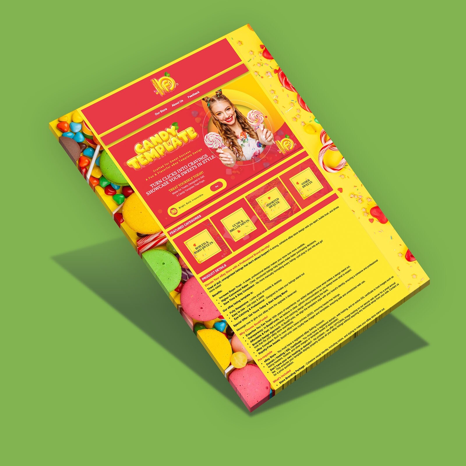 Sweet Candy Store Design – Custom eBay Listing Template + Storefront Branding