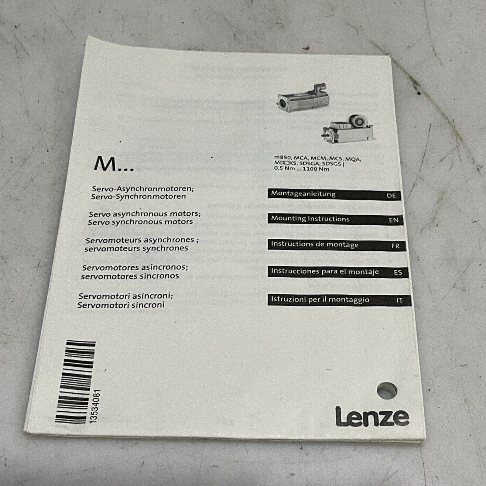 LENZE MCS 06160LRS0B0-A11N-ST5S00N-R0SU SERVO MOTOR 150/170V 1.00 HP 400HZ U3S