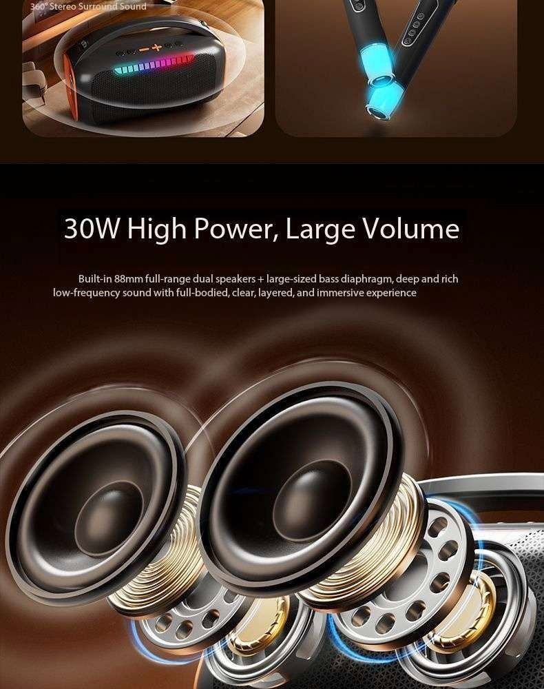 Outdoor Microphone and Speaker All-in-One Wireless Bass Bluetooth Speaker