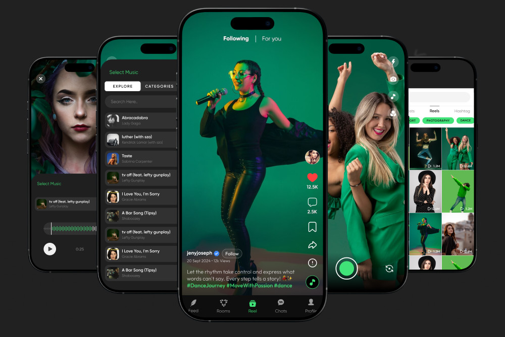 Reelio – Flutter Short Video App | Android + iOS, Reels Chat Stories Audio Rooms
