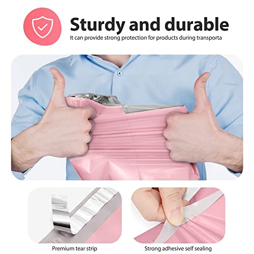 50 Pack Poly Mailers 14.5×19 Shipping Bags Self Seal Waterproof Light Pink