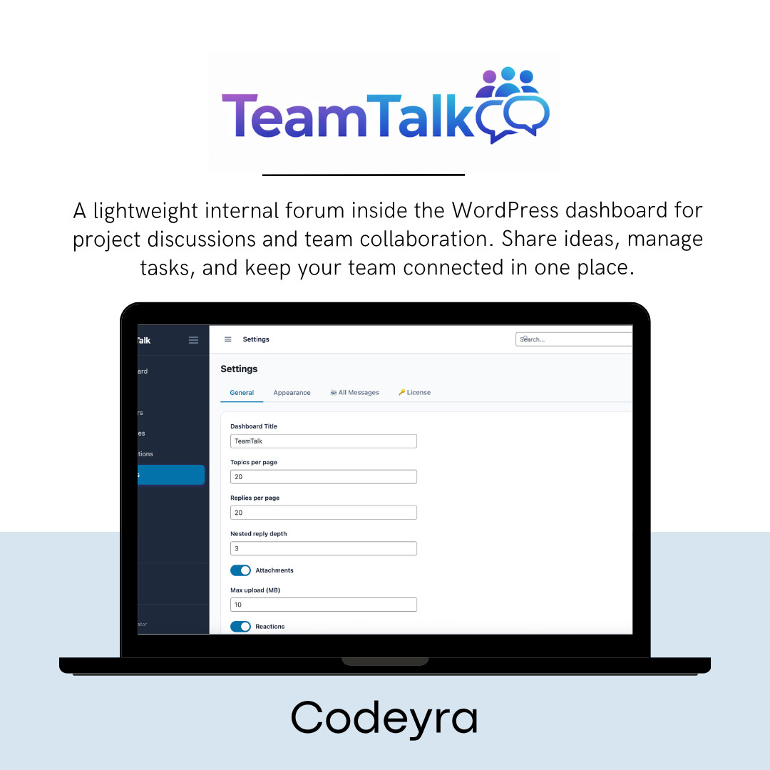 TeamTalk – WordPress Team Communication Plugin (1 Year Activation)