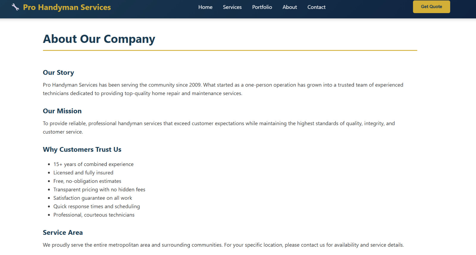 Professional Handyman Website HTML Template – Premium Design