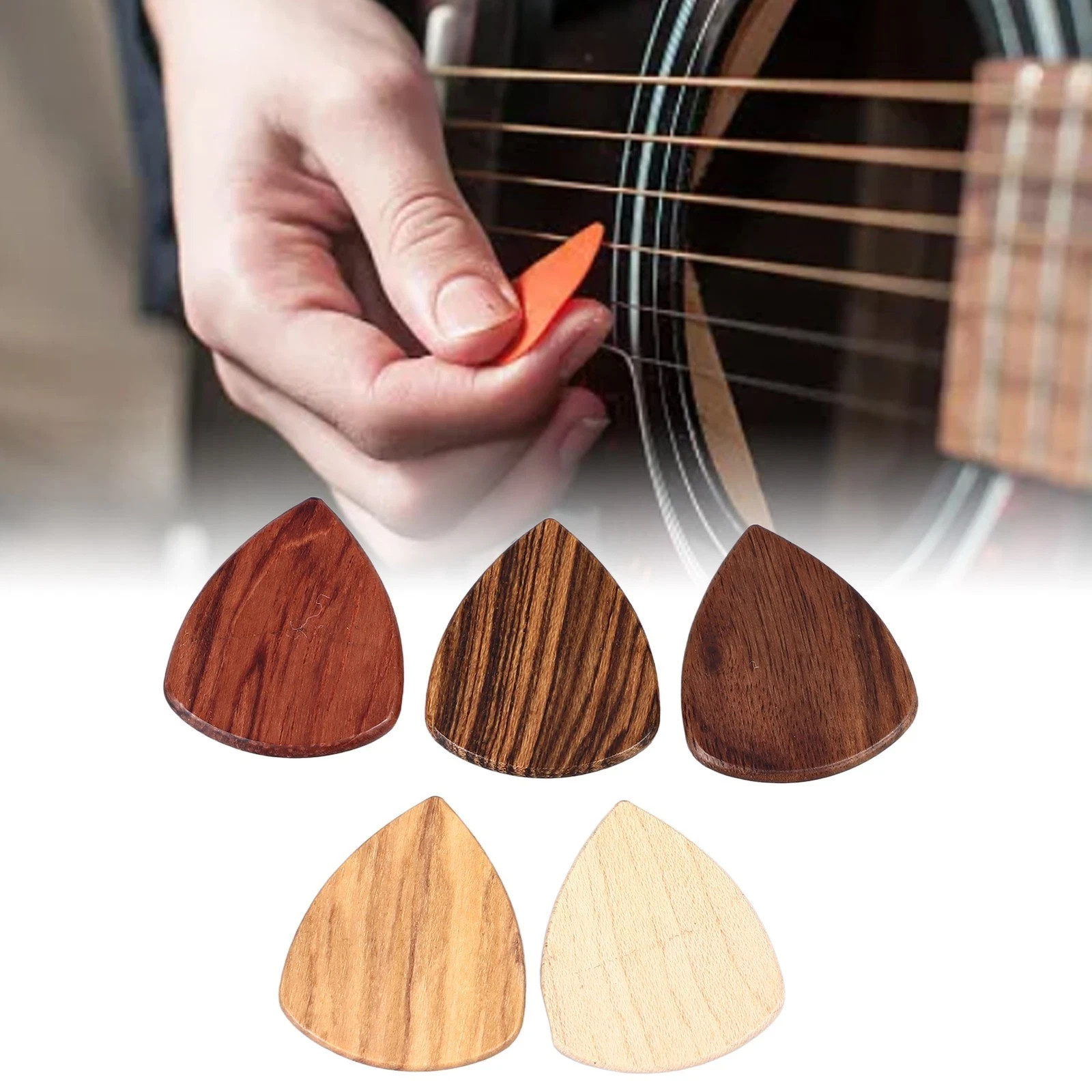 Lukmaa Black Walnut Guitar Pick Holder 1 Wood 6 Celluloid Picks