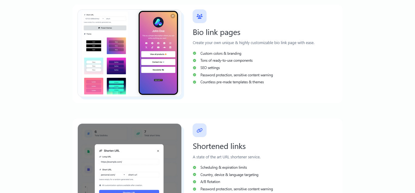 LinkBio – AI Landing Page Builder Bio Links URL Shortener, QR Codes | PHP Admin