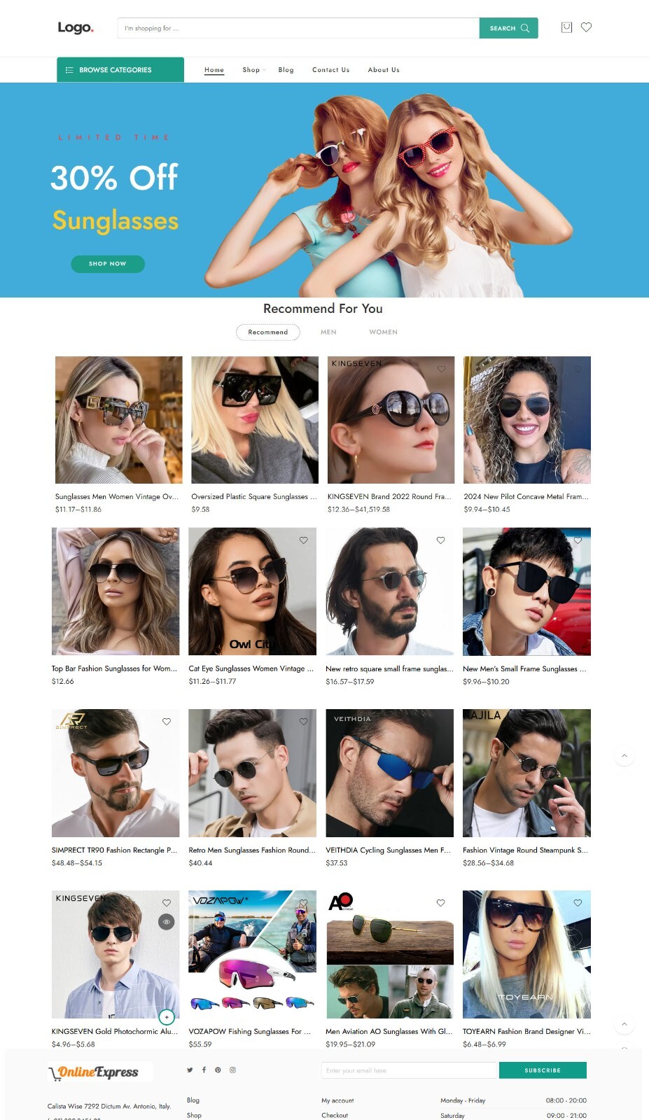 Dropshipping EcommerceAffiliate Business Website, Free Hosting + Sun Glasses
